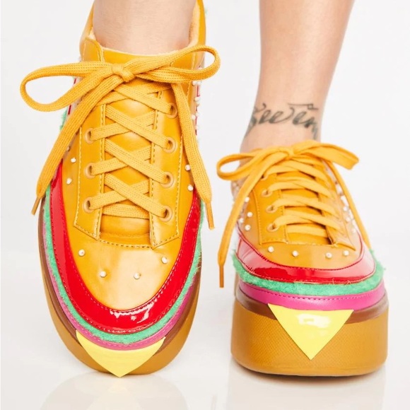 RARE Extra Cheese Please Burger Sneakers - Picture 6 of 11